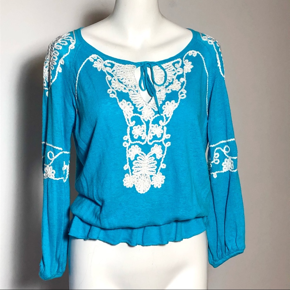 Cache Stunning Bright Turquoise Top Small - image 2